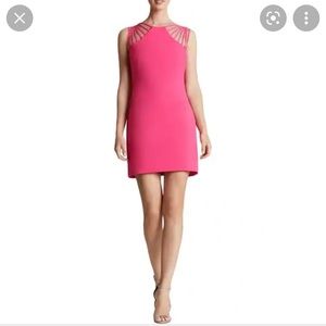 Dress The‎ Population Hot Pink Cora Party Dress Strap Detail Sheath Mini